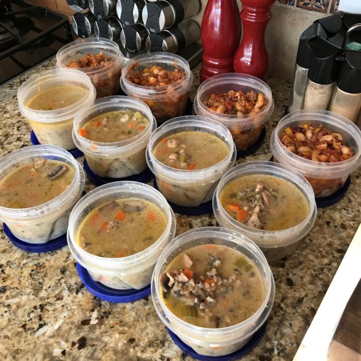 containers of homemade soup